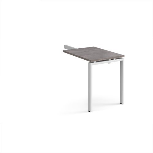 Adapt add on unit single return desk 800mm x 600mm - white frame Grey Oak Top - ER86-AB-WH-GO