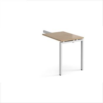 Adapt add on unit single return desk 800mm x 600mm - white frame Kendal Oak Top - ER86-AB-WH-KO
