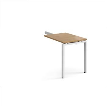 Adapt add on unit single return desk 800mm x 600mm - white frame Oak Top - ER86-AB-WH-O