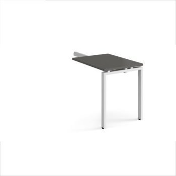 Adapt add on unit single return desk 800mm x 600mm - white frame storm grey top - ER86-AB-WH-OG