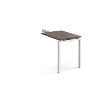 Adapt add on unit single return desk 800mm x 600mm - white frame Walnut top - ER86-AB-WH-W