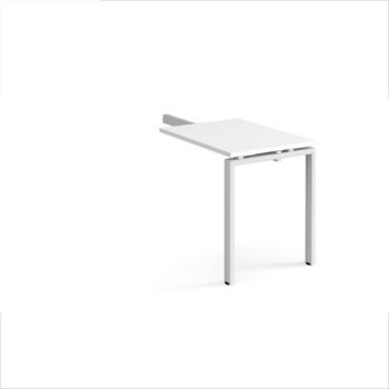 Adapt add on unit single return desk 800mm x 600mm - white frame White Top - ER86-AB-WH-WH