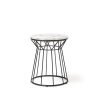 Este circular side table with black wire frame and Carrara marble effect top - ESC450