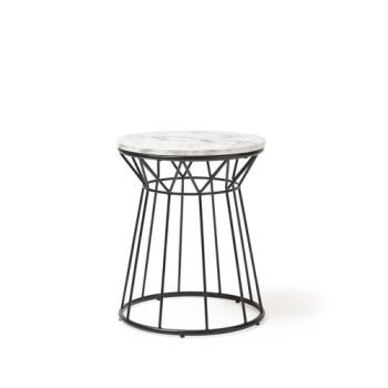 Este circular side table with black wire frame and Carrara marble effect top - ESC450