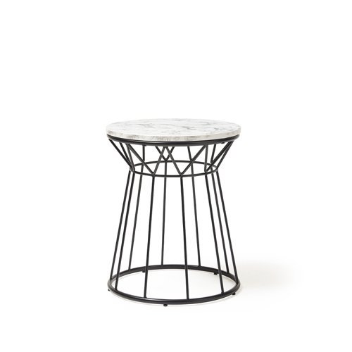 Este circular side table with black wire frame and Carrara marble effect top - ESC450