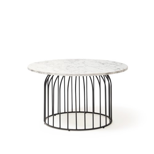 Este circular coffee table with black wire frame and Carrara marble effect top - ESC800