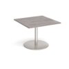 Eternal square extension table 1000mm x 1000mm - brushed steel base Grey Oak Top - ETN10-BS-GO