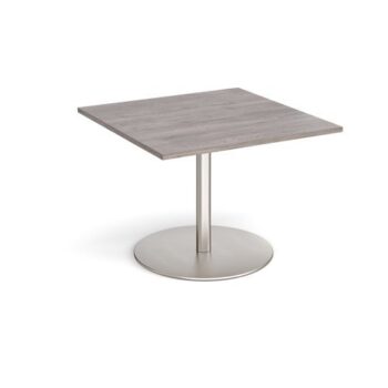 Eternal square extension table 1000mm x 1000mm - brushed steel base Grey Oak Top - ETN10-BS-GO