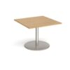 Eternal square extension table 1000mm x 1000mm - brushed steel base Oak Top - ETN10-BS-O