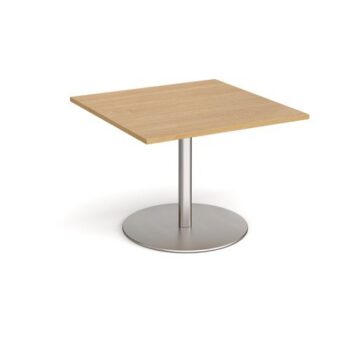 Eternal square extension table 1000mm x 1000mm - brushed steel base Oak Top - ETN10-BS-O