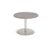 Eternal circular boardroom table 1000mm - brushed steel base Grey Oak Top - ETN10C-BS-GO