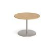 Eternal circular boardroom table 1000mm - brushed steel base Oak Top - ETN10C-BS-O