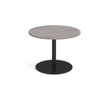 Eternal circular boardroom table 1000mm - black base Grey Oak Top - ETN10C-K-GO