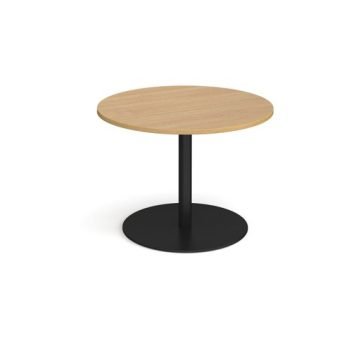 Eternal circular boardroom table 1000mm - black base Oak Top - ETN10C-K-O