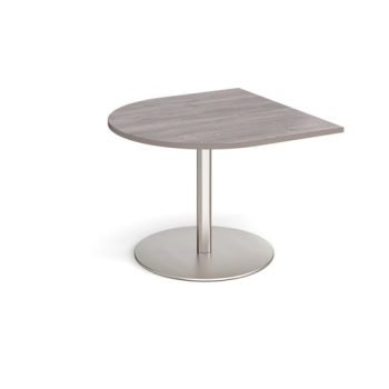 Eternal radial extension table 1000mm x 1000mm - brushed steel base Grey Oak Top - ETN10D-BS-GO
