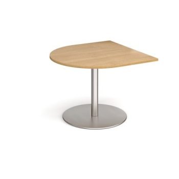 Eternal radial extension table 1000mm x 1000mm - brushed steel base Oak Top - ETN10D-BS-O
