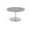 Eternal circular boardroom table 1200mm - brushed steel base Grey Oak Top - ETN12C-BS-GO