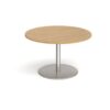 Eternal circular boardroom table 1200mm - brushed steel base Oak Top - ETN12C-BS-O