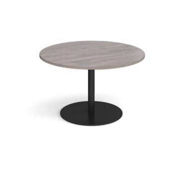 Eternal circular boardroom table 1200mm - black base Grey Oak Top - ETN12C-K-GO