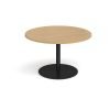 Eternal circular boardroom table 1200mm - black base Oak Top - ETN12C-K-O