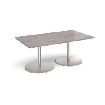 Eternal rectangular boardroom table 1800mm x 1000mm - brushed steel base Grey Oak Top - ETN18-BS-GO