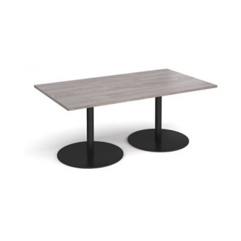 Eternal rectangular boardroom table 1800mm x 1000mm - black base Grey Oak Top - ETN18-K-GO