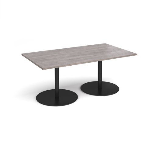 Eternal rectangular boardroom table 1800mm x 1000mm - black base Grey Oak Top - ETN18-K-GO
