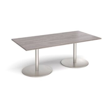 Eternal rectangular boardroom table 2000mm x 1000mm - brushed steel base Grey Oak Top - ETN20-BS-GO