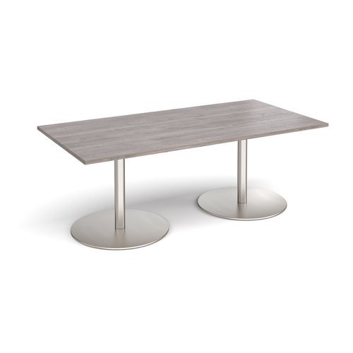 Eternal rectangular boardroom table 2000mm x 1000mm - brushed steel base Grey Oak Top - ETN20-BS-GO