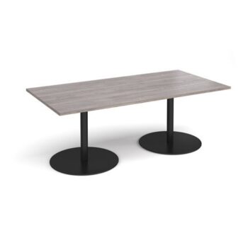 Eternal rectangular boardroom table 2000mm x 1000mm - black base Grey Oak Top - ETN20-K-GO