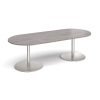 Eternal radial end boardroom table 2400mm x 1000mm - brushed steel base Grey Oak Top - ETN24-BS-GO