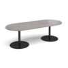 Eternal radial end boardroom table 2400mm x 1000mm - black base Grey Oak Top - ETN24-K-GO