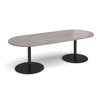 Eternal radial end boardroom table 2400mm x 1000mm - black base Grey Oak Top - ETN24-K-GO