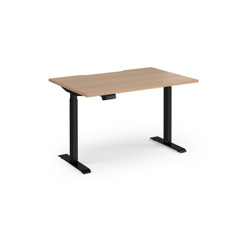 Elev8 Contract 1200w Straight Sit-stand Desk 1200mm X 800mm - Black Frame Beech Top - EVC-1200-K-B