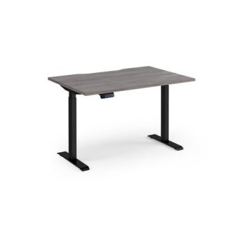 Elev8 Contract 1200w Straight Sit-stand Desk 1200mm X 800mm - Black Frame Grey Oak Top - EVC-1200-K-GO