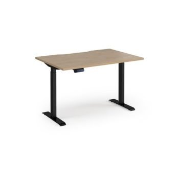 Elev8 Contract 1200w Straight Sit-stand Desk 1200mm X 800mm - Black Frame Kendal Oak Top - EVC-1200-K-KO