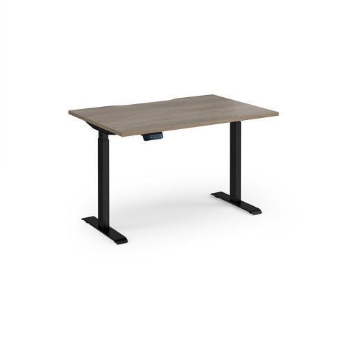 Elev8 Contract 1200w Straight Sit-stand Desk 1200mm X 800mm - Black Frame Nebraska Oak - EVC-1200-K-NO