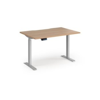 Elev8 Contract 1200w Straight Sit-stand Desk 1200mm X 800mm - Silver Frame Beech Top - EVC-1200-S-B