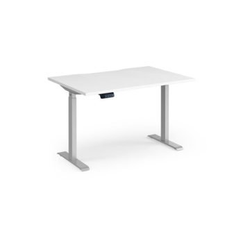 Elev8 Contract 1200w Straight Sit-stand Desk 1200mm X 800mm - Silver Frame White Top - EVC-1200-S-WH