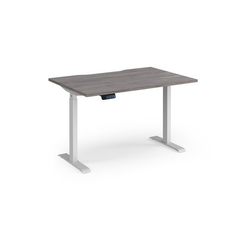 Elev8 Contract 1200w Straight Sit-stand Desk 1200mm X 800mm - White Frame Grey Oak Top - EVC-1200-WH-GO