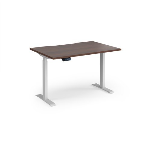 Elev8 Contract 1200w Straight Sit-stand Desk 1200mm X 800mm - White Frame Walnut Top - EVC-1200-WH-W