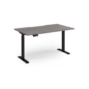 Elev8 Contract 1400w Straight Sit-stand Desk 1400mm X 800mm - Black Frame Grey Oak Top - EVC-1400-K-GO