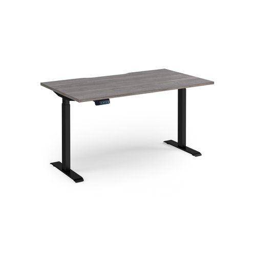 Elev8 Contract 1400w Straight Sit-stand Desk 1400mm X 800mm - Black Frame Grey Oak Top - EVC-1400-K-GO