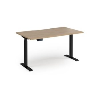 Elev8 Contract 1400w Straight Sit-stand Desk 1400mm X 800mm - Black Frame Kendal Oak Top - EVC-1400-K-KO