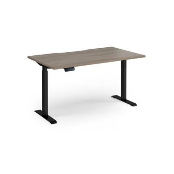 Elev8 Contract 1400w Straight Sit-stand Desk 1400mm X 800mm - Black Frame Nebraska Oak - EVC-1400-K-NO