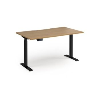 Elev8 Contract 1400w Straight Sit-stand Desk 1400mm X 800mm - Black Frame Oak Top - EVC-1400-K-O