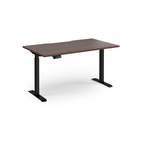 Elev8 Contract 1400w Straight Sit-stand Desk 1400mm X 800mm - Black Frame Walnut Top - EVC-1400-K-W