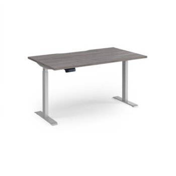 Elev8 Contract 1400w Straight Sit-stand Desk 1400mm X 800mm - Silver Frame Grey Oak Top - EVC-1400-S-GO