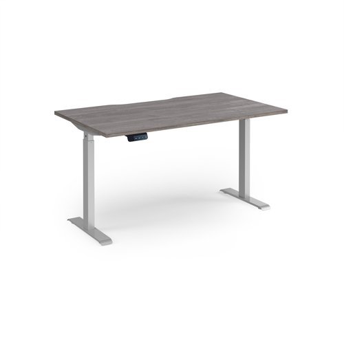Elev8 Contract 1400w Straight Sit-stand Desk 1400mm X 800mm - Silver Frame Grey Oak Top - EVC-1400-S-GO