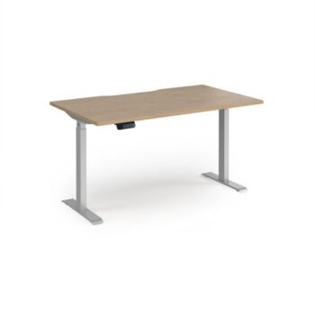 Elev8 Contract 1400w Straight Sit-stand Desk 1400mm X 800mm - Silver Frame Kendal Oak Top - EVC-1400-S-KO